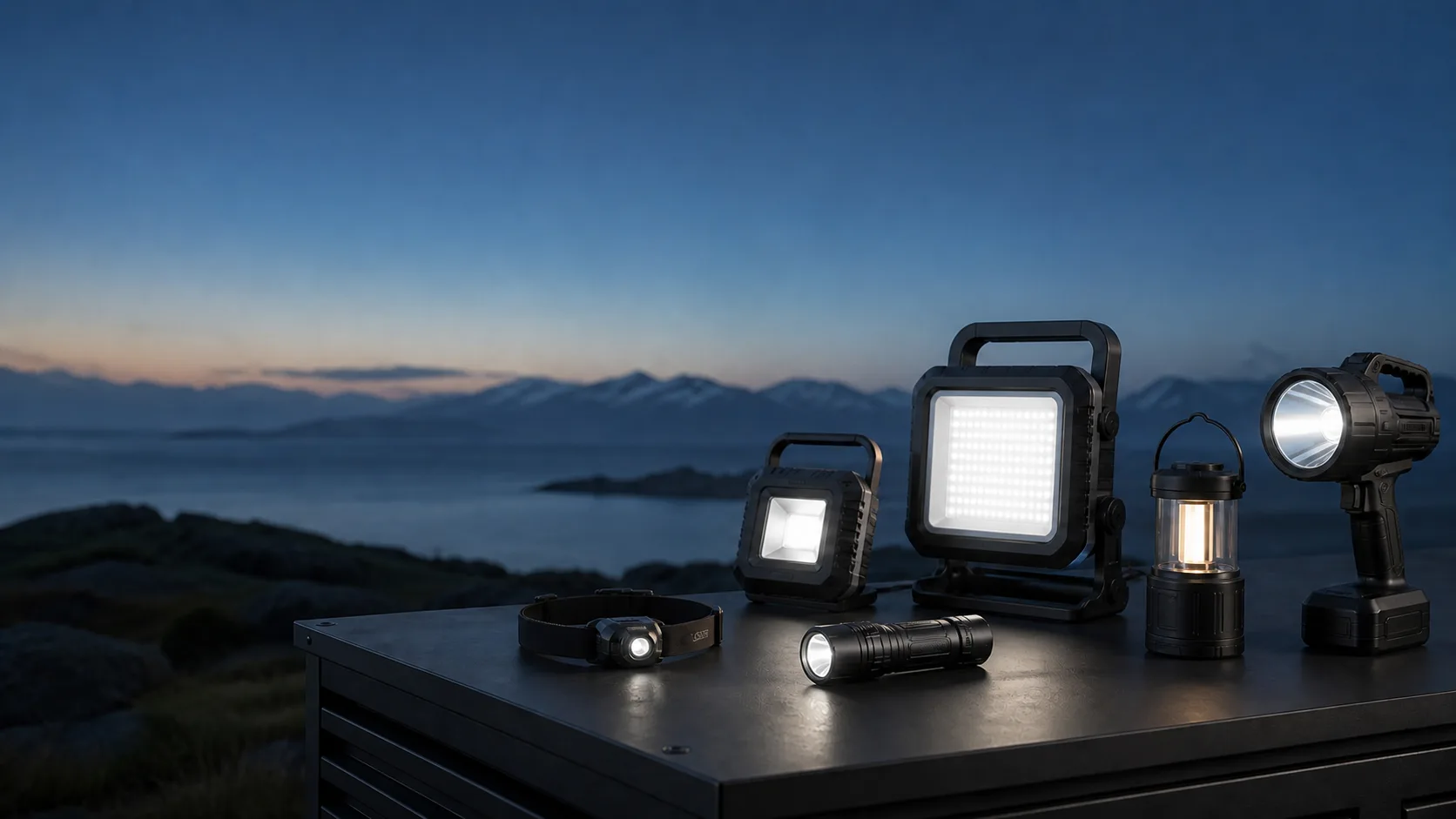 Curated outdoor lighting product range arranged for a global B2B buyer